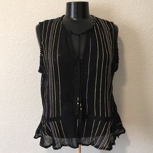 Michael Stars 🌟 Black v neck peplum pin stripe